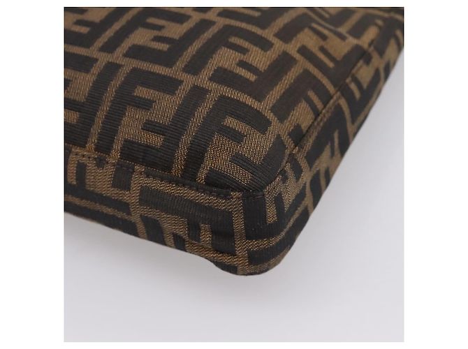 Bolsa de Ombro FENDI Zucca Canvas Mamma Baguette Preta Castanha Auth BA15806V Marrom Preto - vista 15