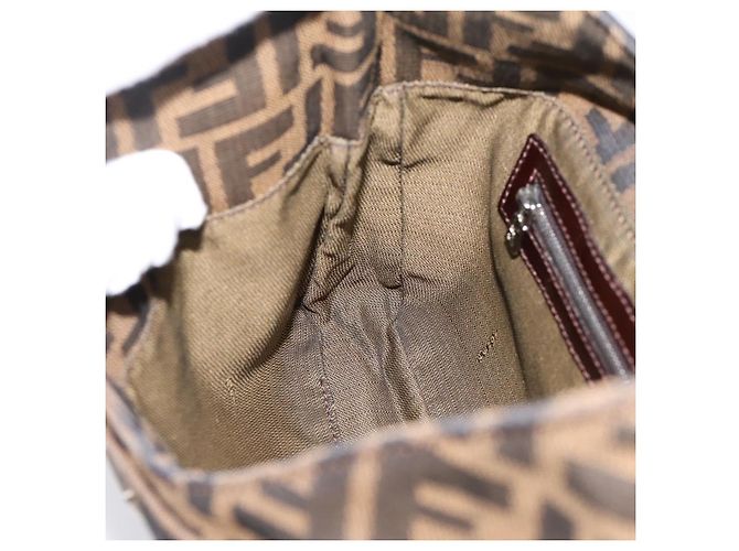 Bolsa de Ombro FENDI Zucca Canvas Mamma Baguette Preta Castanha Auth BA15806V Marrom Preto - vista 20
