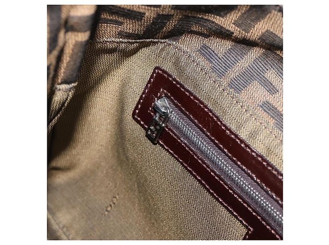 Bolsa de Ombro FENDI Zucca Canvas Mamma Baguette Preta Castanha Auth BA15806V Marrom Preto - vista 21