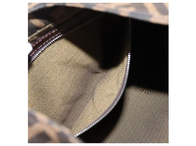 Bolsa de Ombro FENDI Zucca Canvas Mamma Baguette Preta Castanha Auth BA15806V Marrom Preto - vista 22