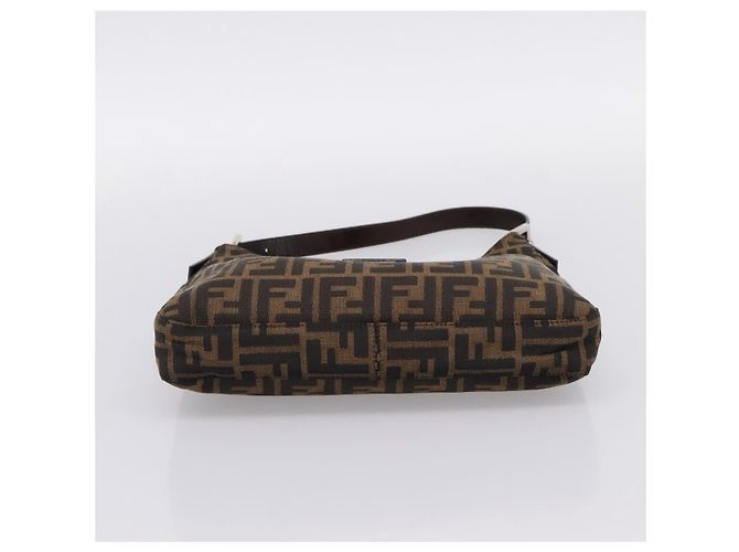 Bolsa de Ombro FENDI Zucca Canvas Mamma Baguette Preta Castanha Auth BA15806V Marrom Preto - vista 5