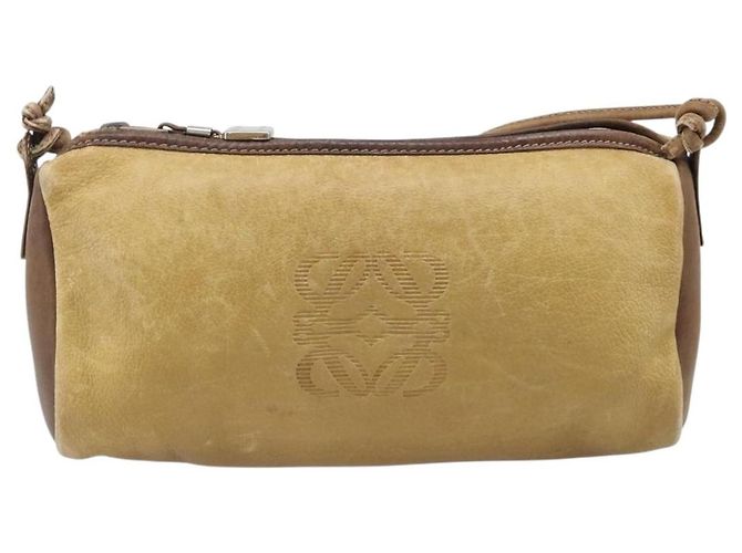 Borsa a tracolla LOEWE in pelle beige tono oro Auth 204654 - vista 13