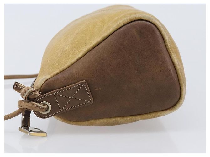 Borsa a tracolla LOEWE in pelle beige tono oro Auth 204654 - vista 4
