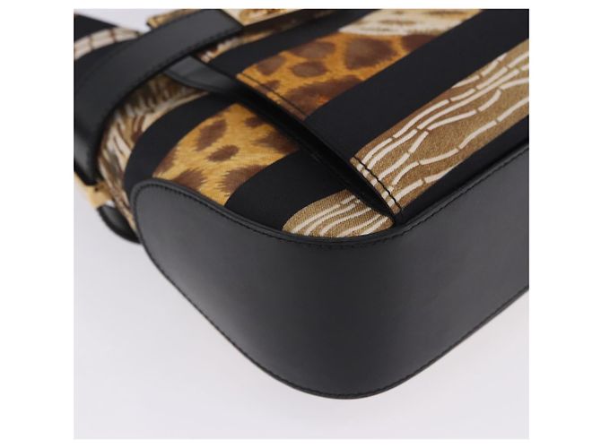 Borsa a mano Salvatore Ferragamo Leopard Nylon Pelle Beige Gold Auth am12601V D'oro - vista 16