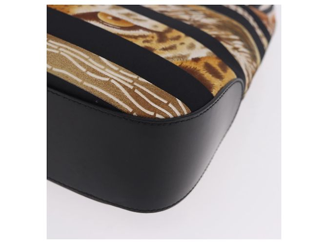 Borsa a mano Salvatore Ferragamo Leopard Nylon Pelle Beige Gold Auth am12601V D'oro - vista 17