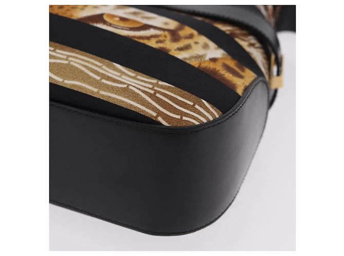 Borsa a mano Salvatore Ferragamo Leopard Nylon Pelle Beige Gold Auth am12601V D'oro - vista 19