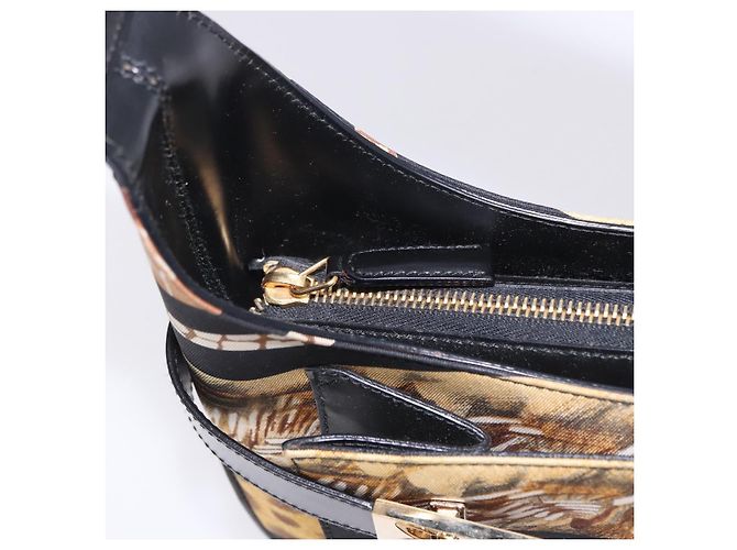 Borsa a mano Salvatore Ferragamo Leopard Nylon Pelle Beige Gold Auth am12601V D'oro - vista 21