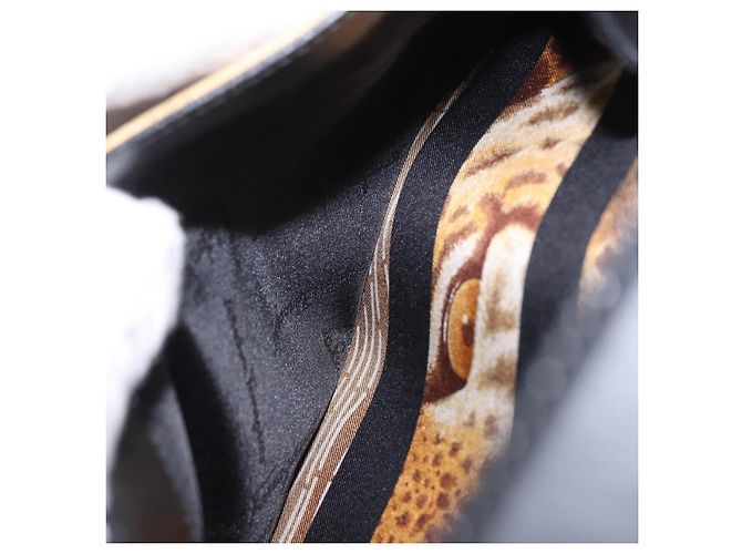 Borsa a mano Salvatore Ferragamo Leopard Nylon Pelle Beige Gold Auth am12601V D'oro - vista 24
