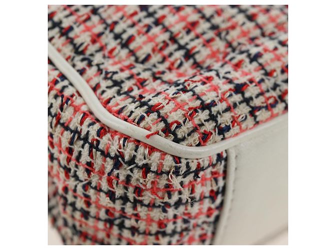 Borsa a tracolla con catena CHANEL Flap Pouch Tweed Rossa CC Tono Oro Auth 167617SM Rosso - vista 19