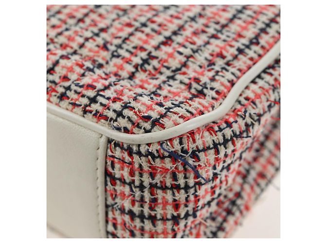 Borsa a tracolla con catena CHANEL Flap Pouch Tweed Rossa CC Tono Oro Auth 167617SM Rosso - vista 20