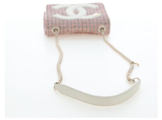 Borsa a tracolla con catena CHANEL Flap Pouch Tweed Rossa CC Tono Oro Auth 167617SM Rosso - vista 7