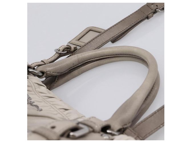 Bolso de mano Prada Gathered de piel 2way Gris Plata Auth 204095V Castaño - vista 15