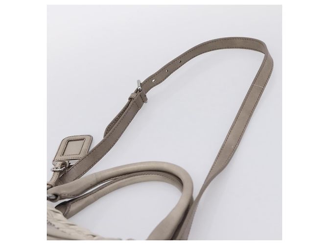 Bolso de mano Prada Gathered de piel 2way Gris Plata Auth 204095V Castaño - vista 16