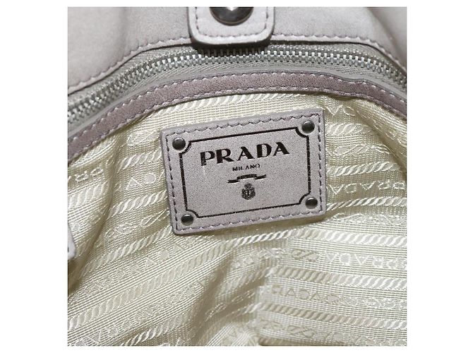 Bolso de mano Prada Gathered de piel 2way Gris Plata Auth 204095V Castaño - vista 22