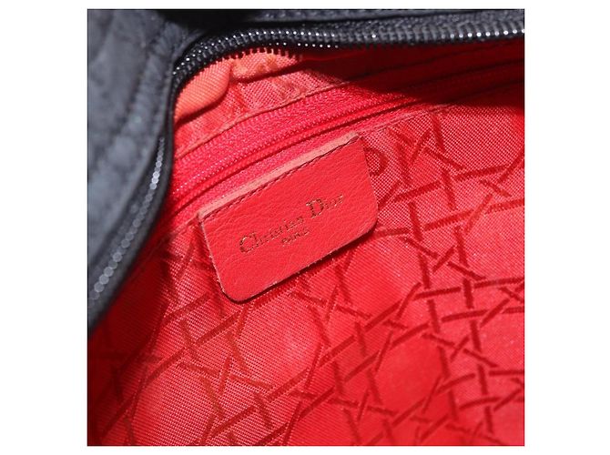 Borsa Christian Dior Lady Dior Canage Canvas Black Gold Auth 201352 Nero D'oro - vista 11