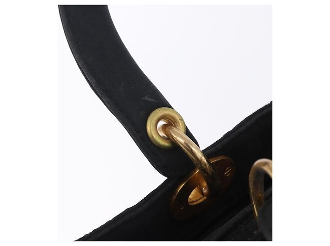 Borsa Christian Dior Lady Dior Canage Canvas Black Gold Auth 201352 Nero D'oro - vista 18