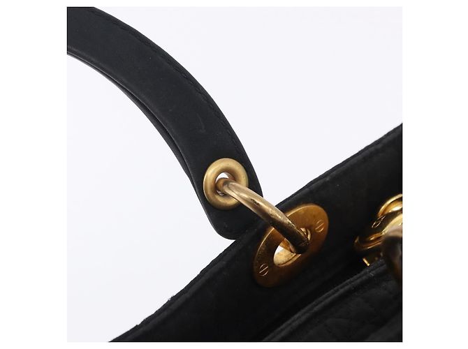 Borsa Christian Dior Lady Dior Canage Canvas Black Gold Auth 201352 Nero D'oro - vista 19