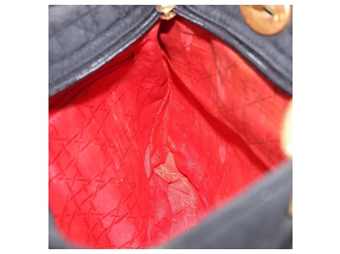 Borsa Christian Dior Lady Dior Canage Canvas Black Gold Auth 201352 Nero D'oro - vista 25