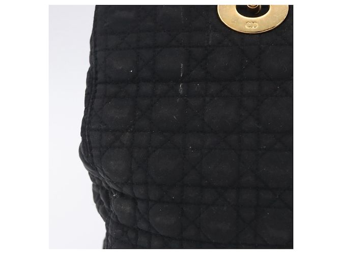 Borsa Christian Dior Lady Dior Canage Canvas Black Gold Auth 201352 Nero D'oro - vista 3