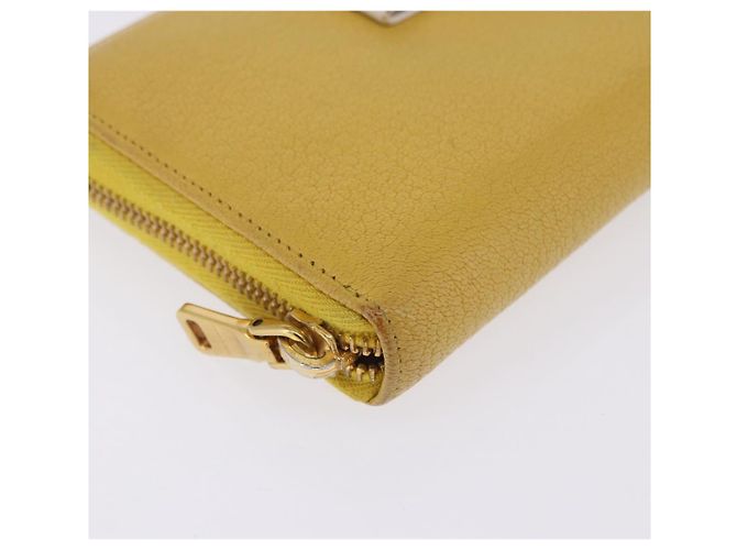 Cartera larga Miu Miu de piel Amarillo Oro Auth 200735A Dorado - vista 14