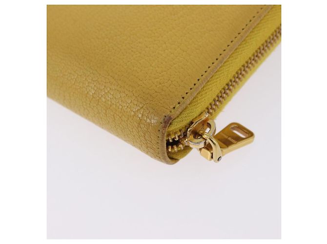 Cartera larga Miu Miu de piel Amarillo Oro Auth 200735A Dorado - vista 17