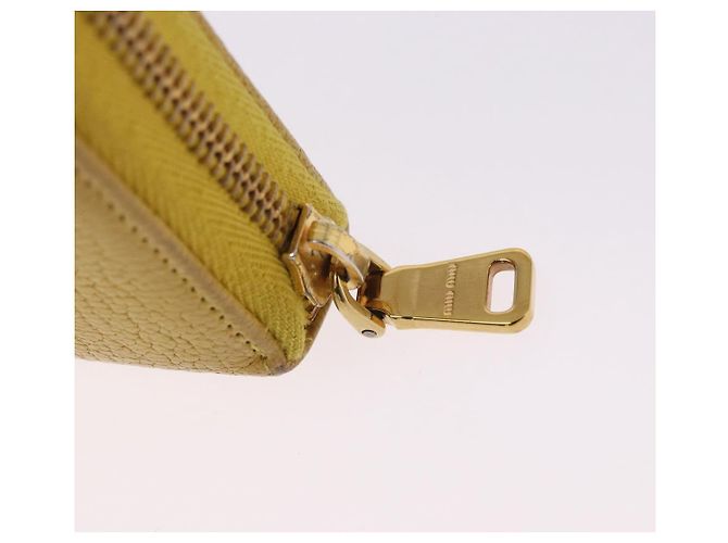 Cartera larga Miu Miu de piel Amarillo Oro Auth 200735A Dorado - vista 18