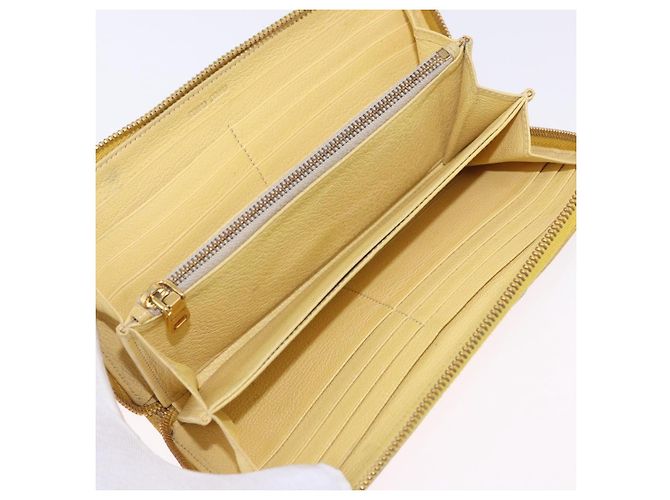 Cartera larga Miu Miu de piel Amarillo Oro Auth 200735A Dorado - vista 20
