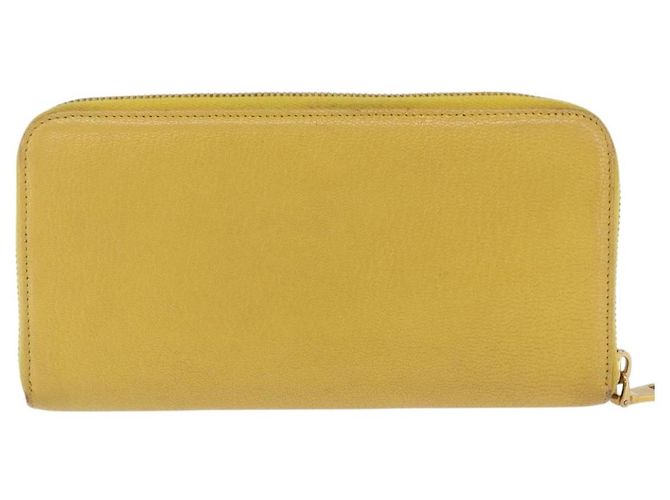 Cartera larga Miu Miu de piel Amarillo Oro Auth 200735A Dorado - vista 5