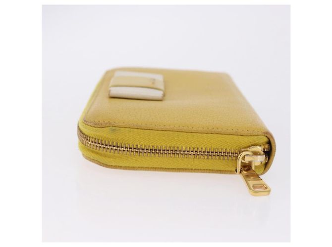 Cartera larga Miu Miu de piel Amarillo Oro Auth 200735A Dorado - vista 7