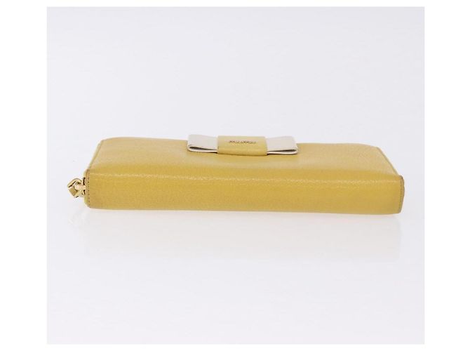 Cartera larga Miu Miu de piel Amarillo Oro Auth 200735A Dorado - vista 9