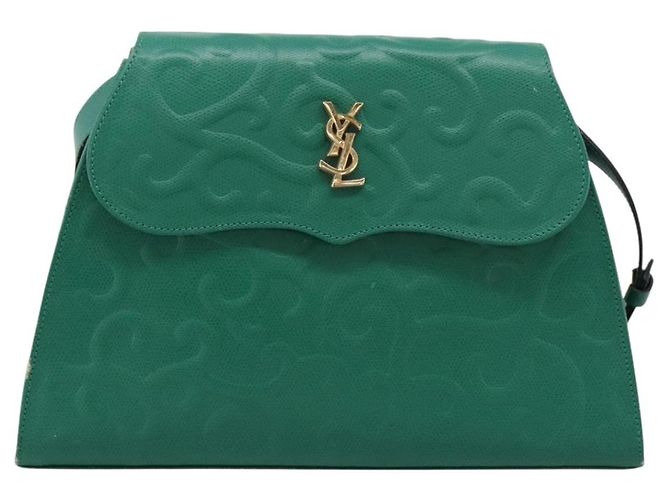 Autre Marque Borsa a tracolla SAINT LAURENT Pelle Verde Tono Oro Auth 202964 - vista 13