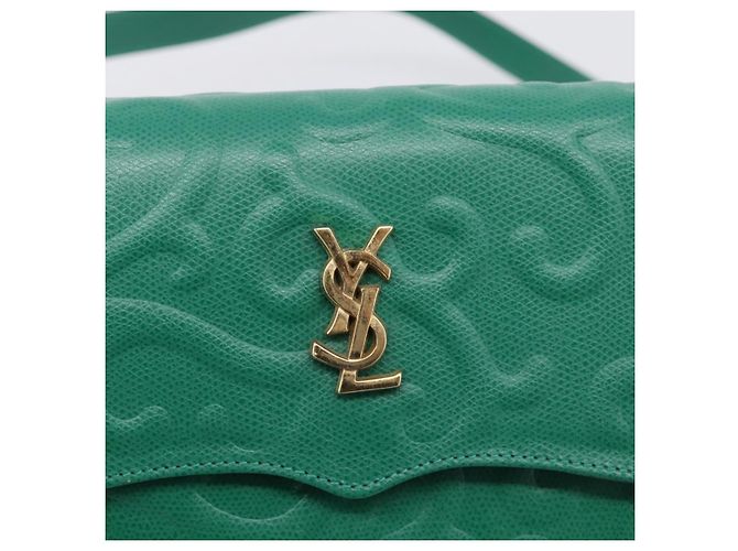 Autre Marque Borsa a tracolla SAINT LAURENT Pelle Verde Tono Oro Auth 202964 - vista 17