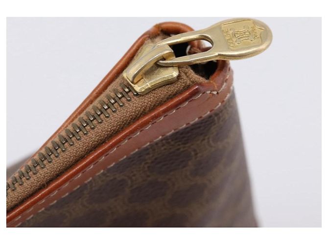Céline Borsa a pochette CELINE Macadam PVC Pelle Marrone Oro Auth 201520A D'oro - vista 10