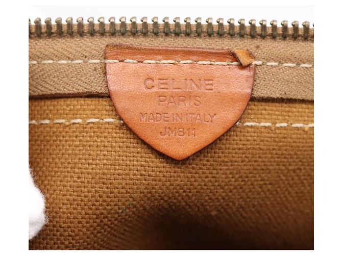 Céline Borsa a pochette CELINE Macadam PVC Pelle Marrone Oro Auth 201520A D'oro - vista 12