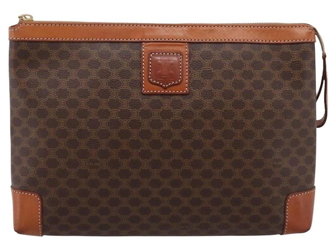 Céline Borsa a pochette CELINE Macadam PVC Pelle Marrone Oro Auth 201520A D'oro - vista 13