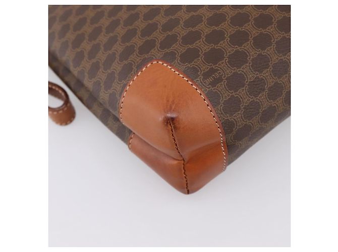 Céline Borsa a pochette CELINE Macadam PVC Pelle Marrone Oro Auth 201520A D'oro - vista 16