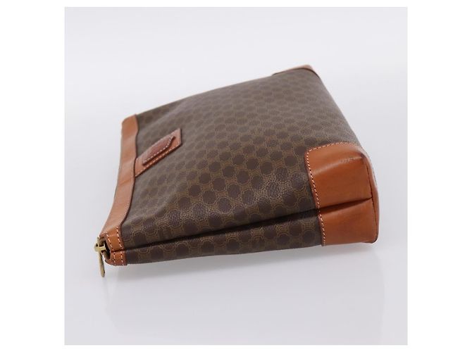 Céline Borsa a pochette CELINE Macadam PVC Pelle Marrone Oro Auth 201520A D'oro - vista 3