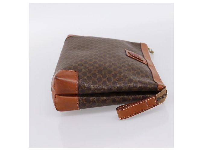 Céline Borsa a pochette CELINE Macadam PVC Pelle Marrone Oro Auth 201520A D'oro - vista 4