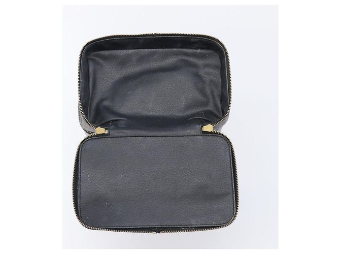 Céline CELINE Macadam Canvas Vanity Handtasche PVC Leather Black Gold Auth 201453A Schwarz Golden - Ansicht 10