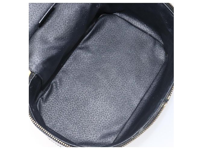 Céline CELINE Macadam Canvas Vanity Handtasche PVC Leather Black Gold Auth 201453A Schwarz Golden - Ansicht 11