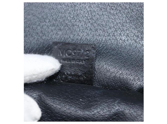 Céline CELINE Macadam Canvas Vanity Handtasche PVC Leather Black Gold Auth 201453A Schwarz Golden - Ansicht 12