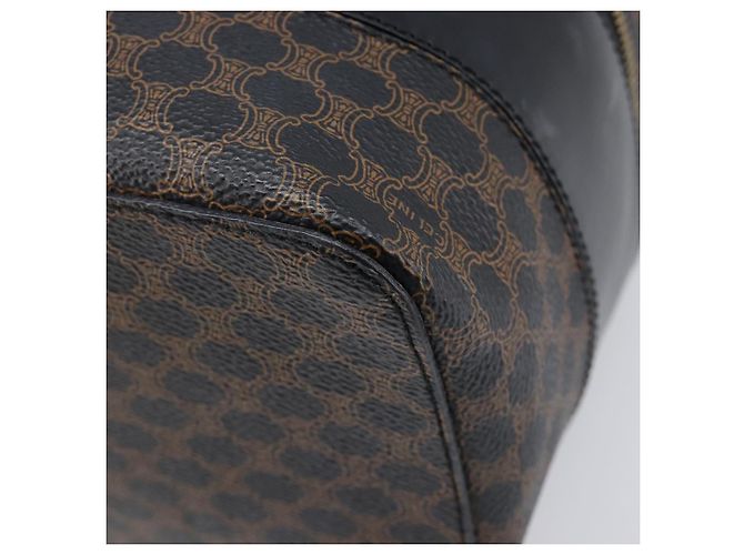 Céline CELINE Macadam Canvas Vanity Handtasche PVC Leather Black Gold Auth 201453A Schwarz Golden - Ansicht 14