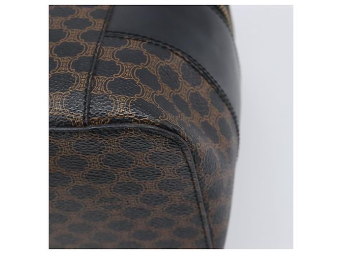 Céline CELINE Macadam Canvas Vanity Handtasche PVC Leather Black Gold Auth 201453A Schwarz Golden - Ansicht 16
