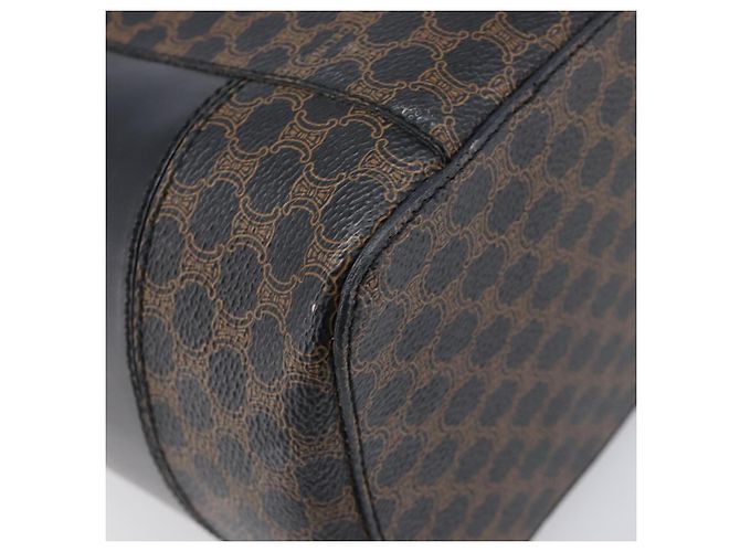 Céline CELINE Macadam Canvas Vanity Handtasche PVC Leather Black Gold Auth 201453A Schwarz Golden - Ansicht 17