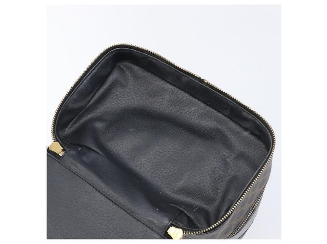 Céline CELINE Macadam Canvas Vanity Handtasche PVC Leather Black Gold Auth 201453A Schwarz Golden - Ansicht 19
