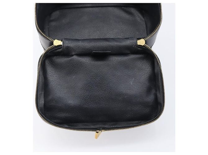 Céline CELINE Macadam Canvas Vanity Handtasche PVC Leather Black Gold Auth 201453A Schwarz Golden - Ansicht 21