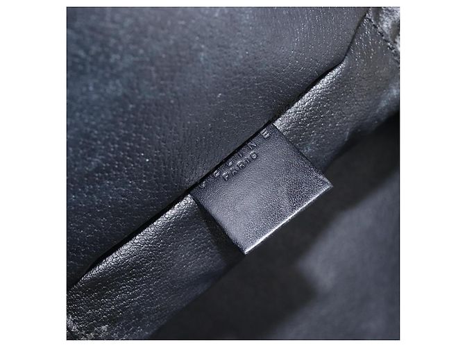 Céline CELINE Macadam Canvas Vanity Handtasche PVC Leather Black Gold Auth 201453A Schwarz Golden - Ansicht 22