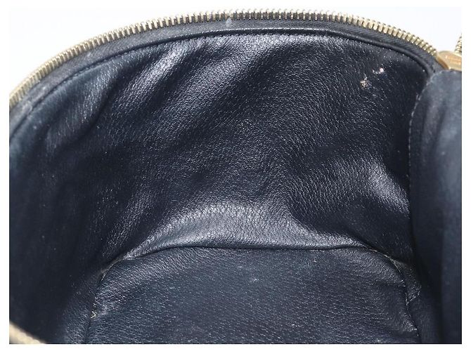 Céline CELINE Macadam Canvas Vanity Handtasche PVC Leather Black Gold Auth 201453A Schwarz Golden - Ansicht 24