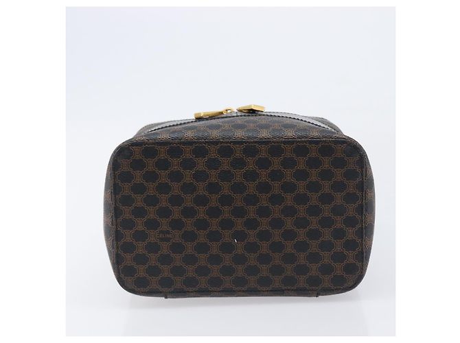 Céline CELINE Macadam Canvas Vanity Handtasche PVC Leather Black Gold Auth 201453A Schwarz Golden - Ansicht 5