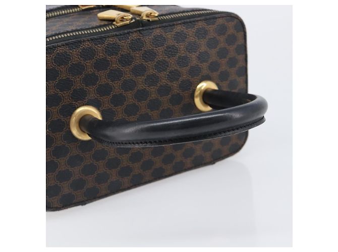 Céline CELINE Macadam Canvas Vanity Handtasche PVC Leather Black Gold Auth 201453A Schwarz Golden - Ansicht 7